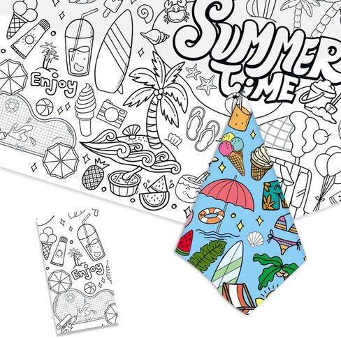 ABTOLS Giant Coloring Poster for Classroom Wall, 31.4"x43.3" Summer Time Jumbo Paper Coloring Tablecloth Hot Summer Themed Wall Doodle Art DIY Drawing for Classroom Home Art Activities in Saudi Arabia