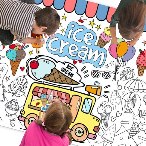 ABTOLS Giant Coloring Poster for Classroom Wall, 31.4"x43.3" Summer Time Jumbo Paper Coloring Tablecloth Hot Summer Themed Wall Doodle Art DIY Drawing for Classroom Home Art Activities in Saudi Arabia