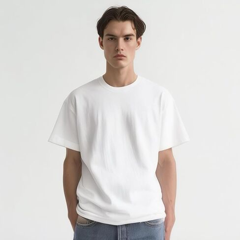 Mens Oversized T-Shirts Fashion Loose Fit Crewneck Tshirt Streetwear Heavyweight Short Sleeve Tee Shirt in Saudi Arabia