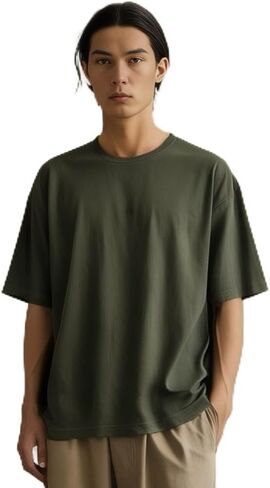 Mens Oversized T-Shirts Fashion Loose Fit Crewneck Tshirt Streetwear Heavyweight Short Sleeve Tee Shirt in Saudi Arabia