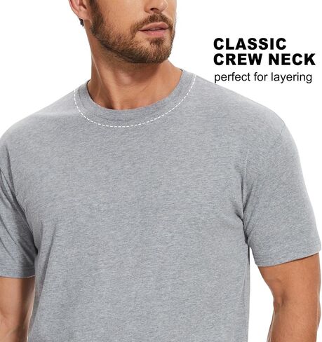 3 Pack Men's T-Shirts,Classic Cotton Tee Crew Neck,Workout Shirts Athletic Gym Active in Saudi Arabia