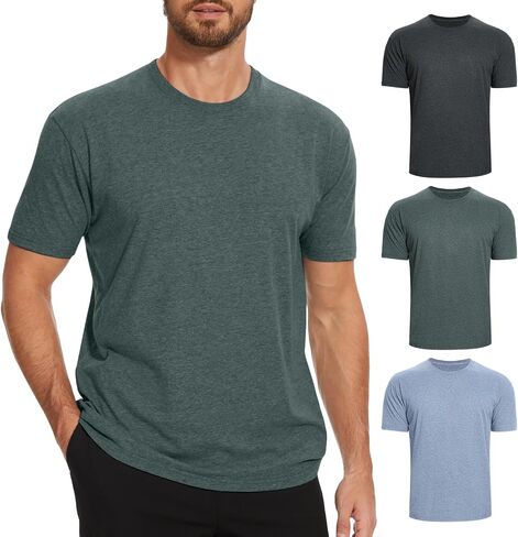 3 Pack Men's T-Shirts,Classic Cotton Tee Crew Neck,Workout Shirts Athletic Gym Active in Saudi Arabia