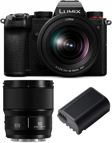 Panasonic LUMIX S5 4K Mirrorless Full-Frame L-Mount Camera with LUMIX S 50mm f/1.8 L-Mount Lens and DMW-BLK22 Battery Bundle (3 Items) in Saudi Arabia