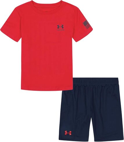 Under Armour Boys Outdoor Set, Cohesive Pants & Top Tshirt And Short Set, Red Freedom Flag, 7 US in Saudi Arabia