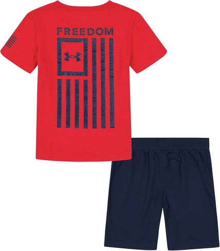 Under Armour Boys Outdoor Set, Cohesive Pants & Top Tshirt And Short Set, Red Freedom Flag, 7 US in Saudi Arabia