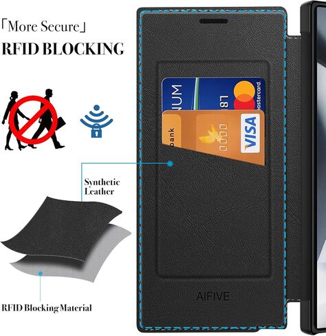 AIFIVE for Samsung Galaxy S24 Plus Case with Wallet Card Holder, Slim Fit Flip Leather S24 Plus Case with [RFID Blocking] [Kickstand] Magnetic Protection Shockproof for Galaxy S24 Plus Case (Black) in Saudi Arabia