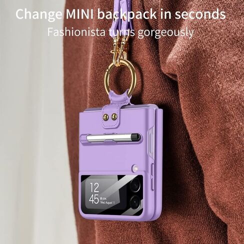 for Samsung Galaxy Z Flip 3 Case with Pen and Ring,Ultra Thin Matte Leather Anti-Drop Phone Cover with Camera Screen Protector for Samsung Galaxy Z Flip 3 5G in Saudi Arabia