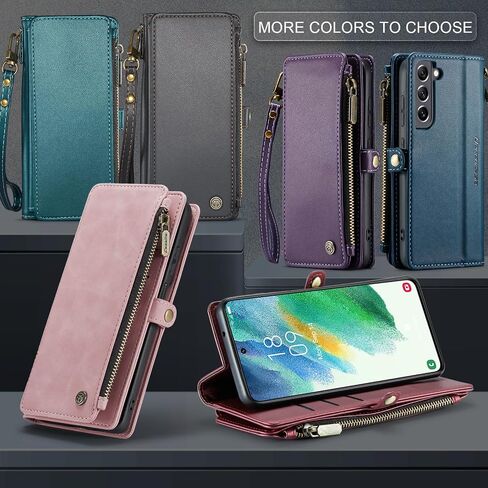 حافظة Defencase لهاتف Galaxy S21 FE 5G، 【RFID Blocking】 حافظة لهاتف Samsung Galaxy S21 FE 5G محفظة للنساء والرجال مع حامل بطاقة، سحاب مغناطيسي من جلد البولي يوريثان لهاتف Samsung S21 FE 5G، أرجواني in Kuwait
