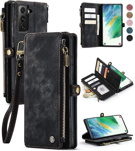 حافظة Defencase لهاتف Galaxy S21 FE 5G، 【RFID Blocking】 حافظة لهاتف Samsung Galaxy S21 FE 5G محفظة للنساء والرجال مع حامل بطاقة، سحاب مغناطيسي من جلد البولي يوريثان لهاتف Samsung S21 FE 5G، أرجواني in Kuwait