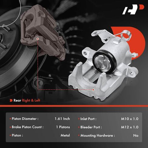 A-Premium Disc Brake Caliper Assembly without Bracket Compatible with Select Volkswagen and Audi Models - For Jetta 2001-2005, Jetta City 2007-2009, TT Quattro 2000-2006 - Rear Left Driver Side in Saudi Arabia