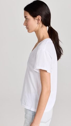 perfectwhitetee Women's Hendrix Cotton Boxy V Neck Tee in Saudi Arabia