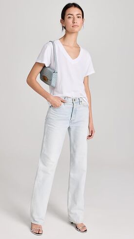 perfectwhitetee Women's Hendrix Cotton Boxy V Neck Tee in Saudi Arabia