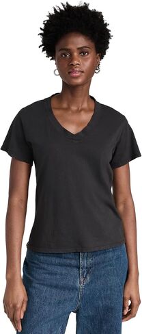 perfectwhitetee Women's Hendrix Cotton Boxy V Neck Tee in Saudi Arabia