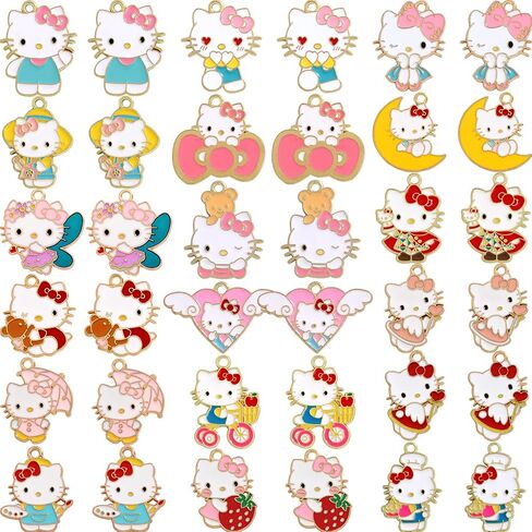 36 قطعة من سحر القطط المينا من Anjulery لصنع المجوهرات - سحر كيتي لطيف للأساور والقلائد والأقراط والمعلقات وسلاسل المفاتيح والحرف اليدوية (36 قطعة Cat-F) in Kuwait