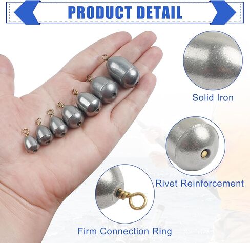 Fishing Weights Sinkers,27/62pcs Lead Free Fishing Weights Catfish Weights Steel Drop Shot Weights for Saltwater Freshwater Surf Bottom Fishing Bass Trout Catfish Walleye in Kuwait