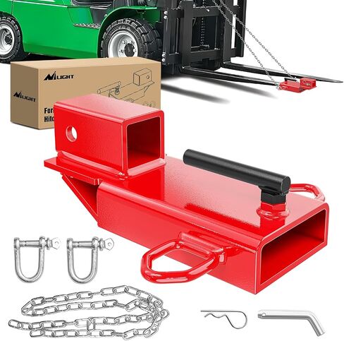 Nilight Forklift Trailer Hitch Attachment Fits 2 Inch Receiver Clamp on Pallet Fork Trailer Towing Adapter with Safety Chain & 5/8" Hitch Pin Clip Black in Saudi Arabia