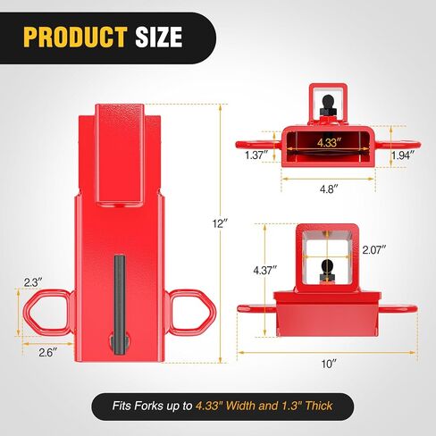 Nilight Forklift Trailer Hitch Attachment Fits 2 Inch Receiver Clamp on Pallet Fork Trailer Towing Adapter with Safety Chain & 5/8" Hitch Pin Clip Black in Saudi Arabia