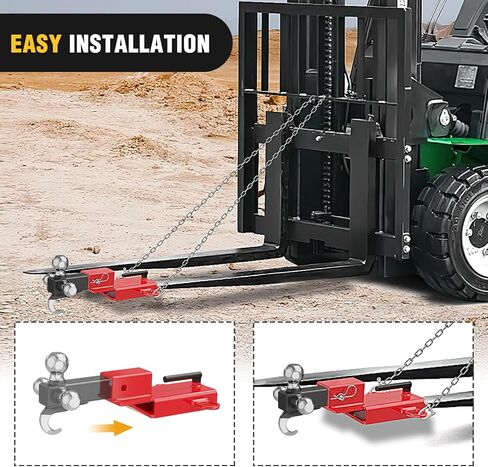 Nilight Forklift Trailer Hitch Attachment Fits 2 Inch Receiver Clamp on Pallet Fork Trailer Towing Adapter with Safety Chain & 5/8" Hitch Pin Clip Black in Saudi Arabia