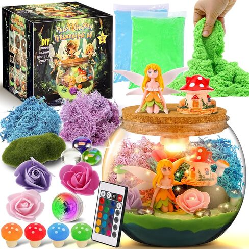 Weceit Fairy Garden Light Up Terrarium Kit for Kids, DIY Garden Art Toys Crafts for Girls 8-12, Kids Arts and Crafts Creative Activities, Birthday Gifts for Boys& Girls Ages 4 5 6 7 8-12 Year Old in Kuwait
