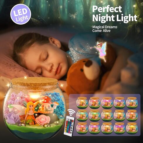 Weceit Fairy Garden Light Up Terrarium Kit for Kids, DIY Garden Art Toys Crafts for Girls 8-12, Kids Arts and Crafts Creative Activities, Birthday Gifts for Boys& Girls Ages 4 5 6 7 8-12 Year Old in Kuwait