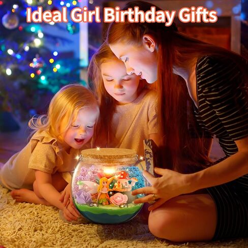 Weceit Fairy Garden Light Up Terrarium Kit for Kids, DIY Garden Art Toys Crafts for Girls 8-12, Kids Arts and Crafts Creative Activities, Birthday Gifts for Boys& Girls Ages 4 5 6 7 8-12 Year Old in Kuwait