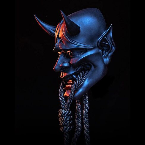 قناع الساموراي أوني، قناع لاتكس ياباني للحفلات التنكرية، غطاء وجه شبح شيطان رعب، غطاء رأس مطاطي ناعم، قناع وجه شبح لزي الهالوين، دعائم أداء المسرح in Kuwait