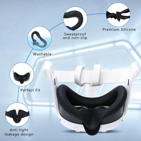 Silicone Cover Compatible with Meta Quest 3, VR Silicone Cover Accessories for Meta Quest 3 Waterproof Silicone Face Cover, Controller Grip Cover, VR Shell Cover, Accessories for Quest 3 in Kuwait
