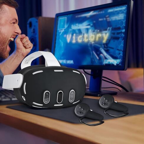 Silicone Cover Compatible with Meta Quest 3, VR Silicone Cover Accessories for Meta Quest 3 Waterproof Silicone Face Cover, Controller Grip Cover, VR Shell Cover, Accessories for Quest 3 in Kuwait