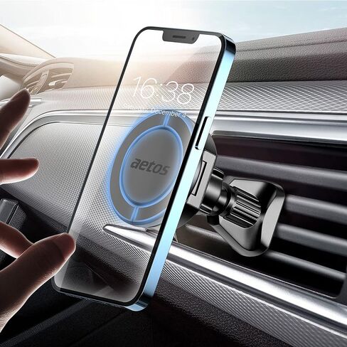aetos for iPhone MagSafe Car Mount Phone Holder Fits iPhone 15/14/13/12 Pro/Plus/Max and Android Phones with Ring Adaptor. 360° Rotating Head & Bendable Alloy Arm for a Simplicity Modern Design in Kuwait