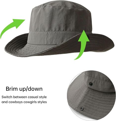 YAMEIZE Wide Brim Bucket Hat Cowboy Style - Waterproof Sun Hat with Strings for Hiking Gardening Safari Beach for Women Men in Saudi Arabia
