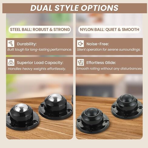 AMGSH Self Adhesive Caster Wheels - 1 inch Mini Paste Swivel Appliance Wheels - Low Profile, Smooth 360 Degree Rotation Roller - Ideal for Small Appliances (Nylon Ball, 4) in Saudi Arabia