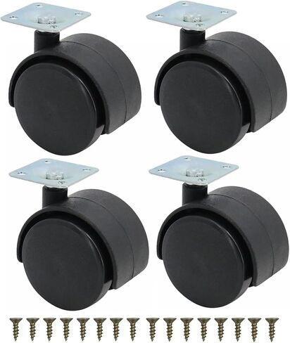 4 قطع من عجلات الأثاث مقاس 2 بوصة، وعجلات لوحة دوارة من البلاستيك النايلون، وعجلات عربة بديلة، وعجلات محمل كروي دوارة بلوحة علوية معدنية مع دوران 360 درجة، سعة تحميل إجمالية 340 رطلاً in Kuwait