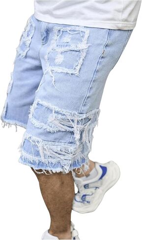 Floerns Men's Distressed Ripped Raw Hem Denim Shorts Casual Bermuda Shorts in Saudi Arabia