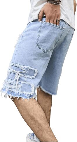 Floerns Men's Distressed Ripped Raw Hem Denim Shorts Casual Bermuda Shorts in Saudi Arabia