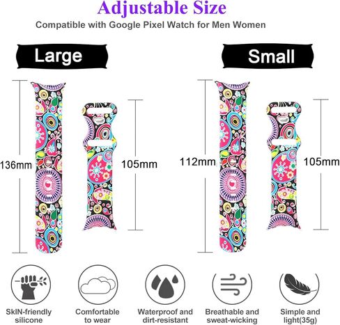honecumi Replacement for Google Pixel Watch Band/Google Pixel 2 Watch Bands for Women Silicone Sport Watch Strap Wristband Bracelets for Google Pixel Smartwatch Men Colorful Bands Accessories, S/L in Kuwait
