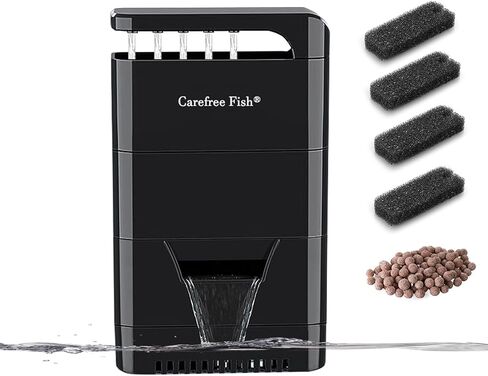 Carefree Fish Quiet Turtle Tank Filter 270Gph Sponge Filter with 4 Bio-Filter Sponges and a Pack of Bio Balls for 5-50 Gal Reptiles/Amphibians/Frog/Cichlids in Kuwait