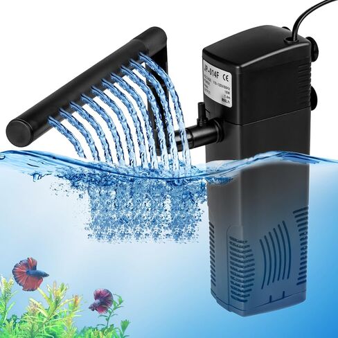 tararium خزان الأسماك تصفية هطول الأمطار مرشح حوض السمك الصغيرة لخزان 25-65 جالون، 160GPH تصفية الأسماك الداخلية ث / الكربون والإسفنج لخزان المياه المالحة المياه العذبة بيتا السلاحف JP-014F، اكسسوارات حوض السمك in Kuwait