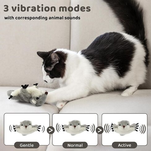 Cat Catnip Toys Flapping Squirrel, Rechargeable Touch Activated Kitten Toys, Lifelike Interactive Cats Toy Indoor, Cat Kicker Plush Toys for All Breeds in Saudi Arabia