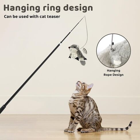 Cat Catnip Toys Flapping Squirrel, Rechargeable Touch Activated Kitten Toys, Lifelike Interactive Cats Toy Indoor, Cat Kicker Plush Toys for All Breeds in Saudi Arabia