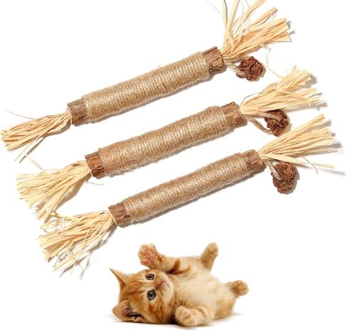 pldxagn Cat Toys,3Pack Silvervine Chew Stick,Kitten Treat Catnip Toy Kitty Natural Stuff Catnip for Cleaning Teeth Indoor Dental Snack Interactive in Saudi Arabia