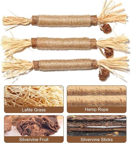 pldxagn Cat Toys,3Pack Silvervine Chew Stick,Kitten Treat Catnip Toy Kitty Natural Stuff Catnip for Cleaning Teeth Indoor Dental Snack Interactive in Saudi Arabia