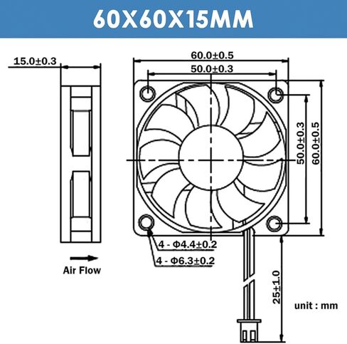 WINSINN DC 60mm Fan 24V 6015 Dual Ball Bearing Brushless Cooling 60x15mm 2PIN (Pack of 2Pcs) in Saudi Arabia