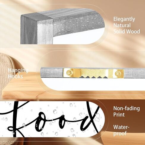 Heiple Set of 3 Framed Farmhouse Bless The Food Before Us Sign Kitchen Wall Decor for Dining Room Decor Wall Art Wood Signs (Brown,16"x24") in Kuwait