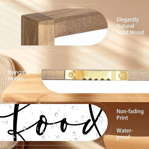 Heiple Set of 3 Framed Farmhouse Bless The Food Before Us Sign Kitchen Wall Decor for Dining Room Decor Wall Art Wood Signs (Brown,16"x24") in Kuwait