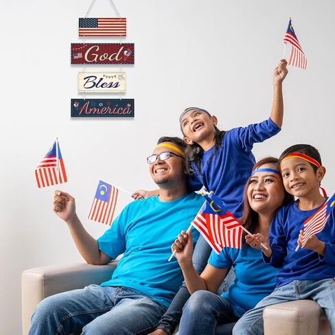 لافتة معدنية للعلم الأمريكي من Hotop لتزيين الحائط، لافتة باب المزرعة، لافتة تعليق معدنية بعلم أمريكي وطني، لوحة معدنية لعيد العمال الريفي لديكور المنزل والمكتب (الله) in Saudi Arabia