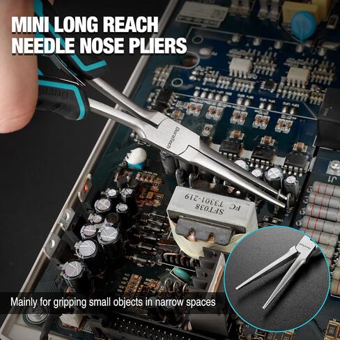 DURATECH 2PCS 7" Long Reach Needle Nose Pliers Set, Long Nose Pliers & Bent Nose Pliers, Small Needle Nose Pliers for Jewelry Making, Wire Wrapping, Wire Bending and Object Gripping on Narrow Space in Kuwait