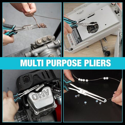 DURATECH 2PCS 7" Long Reach Needle Nose Pliers Set, Long Nose Pliers & Bent Nose Pliers, Small Needle Nose Pliers for Jewelry Making, Wire Wrapping, Wire Bending and Object Gripping on Narrow Space in Kuwait