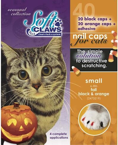 Soft Claws Safe Scratch-Free Solution for Cats - CLS (Cleat Lock System), Size: Large, Color: Halloween (Orange & Black) in Saudi Arabia