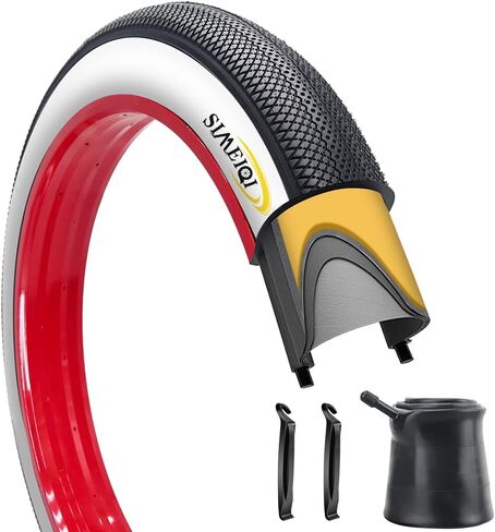 SIMEIQI 20"/26"X4.0" Inch E-Bike Fat Bike Tire and Tube Beach Cruiser Electric Bicycle Tricycle Tyres Foldable Replacement Tire for City Commuter Ebike Street Road Pavement Park Urban in Saudi Arabia
