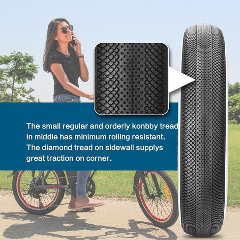 SIMEIQI 20"/26"X4.0" Inch E-Bike Fat Bike Tire and Tube Beach Cruiser Electric Bicycle Tricycle Tyres Foldable Replacement Tire for City Commuter Ebike Street Road Pavement Park Urban in Saudi Arabia